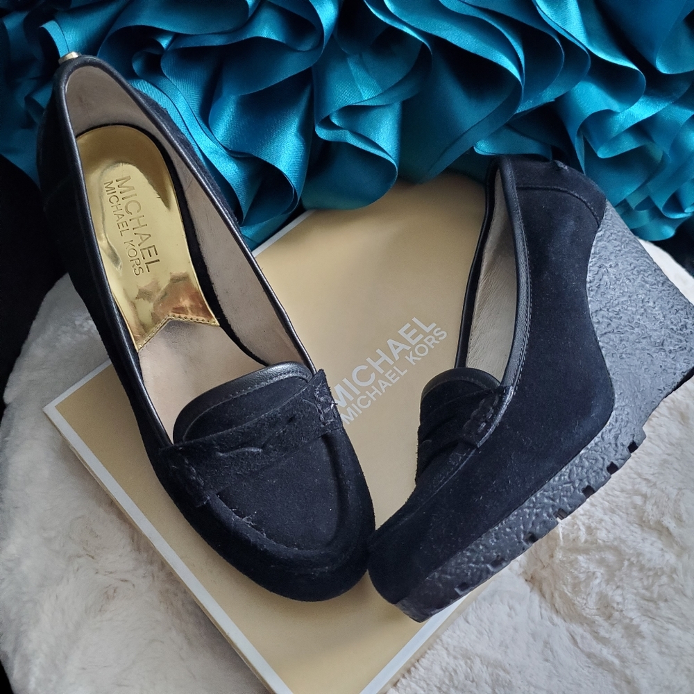 Michael Kors black suede wedge
